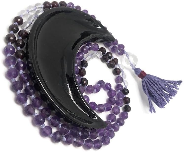 Natural quartz and amethyst, garnet 6mm-10mm 108 Mala Beads, Spiritual, Meditation Beads, Reiki, Japa Mala, Buddhist Prayer Beads, Yoga Bracelet, healing beads LKMALA-RRGU-420