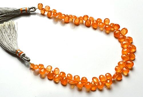 13 inch natural beads strand of 4-7mm faceted pear spessartine garnet gemstone briolletes beads for DIY jewelry - necklace, bracelet, earring, ring.