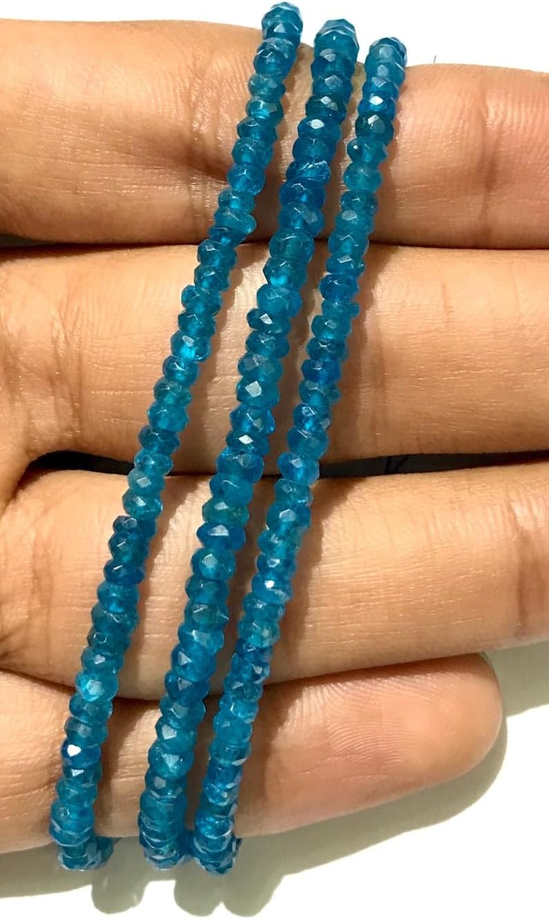 Natural NEON Blue rondelle Faceted Beads 3mm 15 inch Long String Jewelry Making Gemstone Beads for Necklace Bracelet