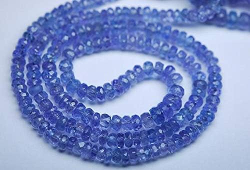 14 Inch Strand,Super Finest, Super Rare,Tanzanite Micro Faceted Rondells,3-4.5mm Size, Code-HIGH-64489