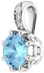 Platinum Aquamarine & Diamond Pendant
