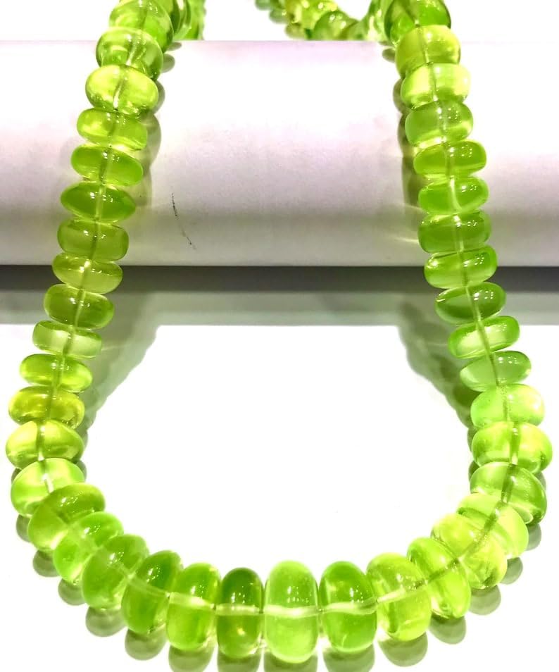 Natural NEON Green Spinel Roundelle Smooth Beads 9-12 MM 16 inch Long String Jewelry Making Gemstone Beads for Necklace Bracelet