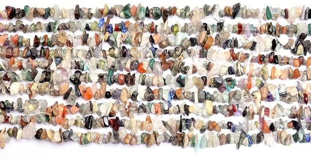 Natural Multi Gemstones Mix Uncut Chips 4mm Beads Necklace | 34inch Strand | Jewelry Making Supplies | Mixed Semi Precious Gemstones Nuggets CHIK-STNRD-21868