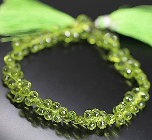 Green Arizona Peridot Faceted Tear Drop Briolette Gemstone Loose Beads Strand 9