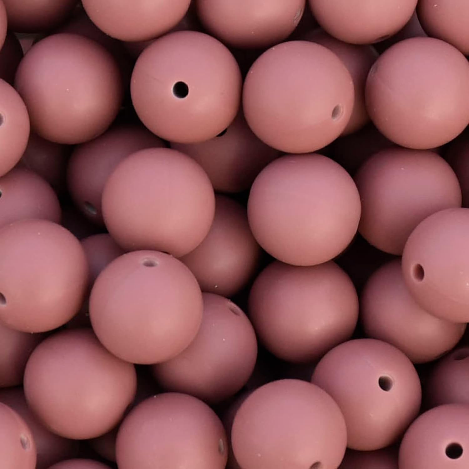 Silicone Beads Bulk 15mm 12mm DIY Necklace Bracelet Keychain Making Craft Set Jewelry, Colorful Silicone Beads Bulk Round Bead Loose with Accessories (15 mm Round Dusty Pink)