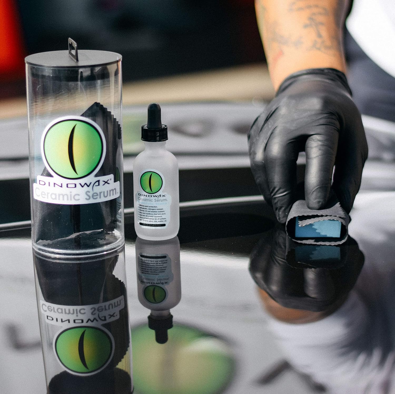 Dinowax - Ceramic Serum Kit, Ceramic Coating, Detailing Kit, Car Detailing Supplies, Protect Collection, 8 Oz Serum with Application Accessories