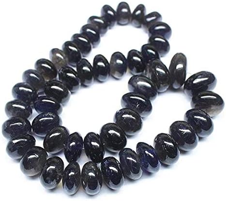 Water Sapphire Iolite Smooth Gemstone Micro Rondelle Loose Craft Beads Starnd 16 Inch Long 12mm 19mm Code-HIGH-1389
