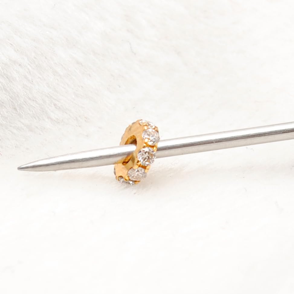 Kanika Creations 14k Solid Yellow Gold Pavé Diamond 4mm Wheel Spacer Bead – Fine Jewelry Finding for DIY Jewelry & Beading