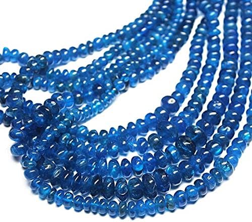 13 inch Strand of gem Apatite rondelle Smooth Blue Beads for DIY Jewelry Making. Apatite Beads Strand #Code - BDSSTR-02111