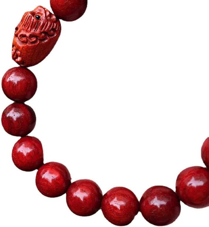 Mascot Wooden Crafts Wood Carving Art Wood Decoration Artwork 貔貅小叶紫檀1.2 * 17颗 佛珠手串手链 泥料鸡血红高油密多金星(貔貅小叶紫檀手串)