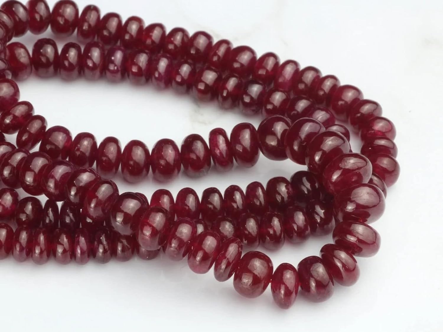 1 Strand Red Ruby 4.5mm - 6.5mm Smooth Rondelles 16