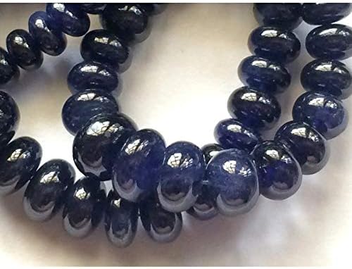 16 inch Strand Natural Blue Sapphire 6.5-15 mm rondelle Smooth Beads for Jewelry - Blue Sapphire Beads/Sapphire Beads/rondelle Beads/ 6.5mm - 15mm Beads Approx 16 inch Full Strand