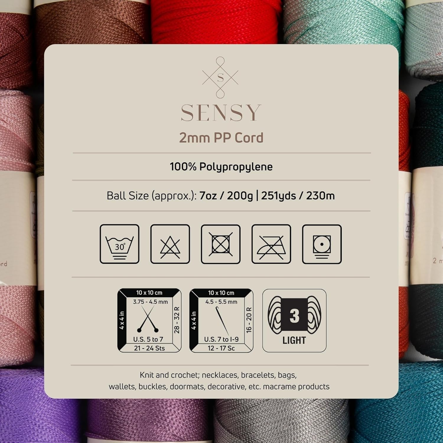 10 Skeins of Sensy Premium 2mm 251 Yards Polyester Rope 100% Polypropylene Cord Macrame Cord 2mm Crochet Bag Cord Macrame Rope Crochet Thread Gift for Knitter (Plum)