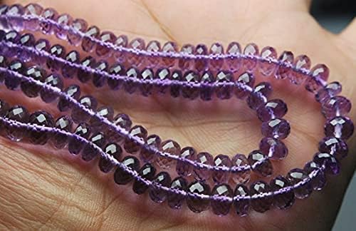 13 inch Strand of Natural gem Amethyst, 7-8mm rondelle Faceted Beads for DIY Jewelry Making. | Beads_01713