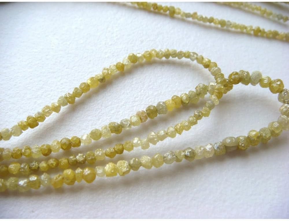 1.5mm To 2.5mm Yellow Rondelle Beads, Yellow Raw Diamonds, Conflict Free Diamond, Rough Diamonds, Natural Diamond Rondelle (4IN To 8IN), 1.5-2.5 MM