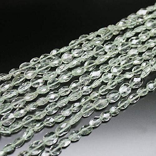 Natural Green Amethyst Prasiolite Faceted Oval Gemstone Loose Craft Beads Strand 13 Inch Long 6mm 9mm Code-HIGH-913