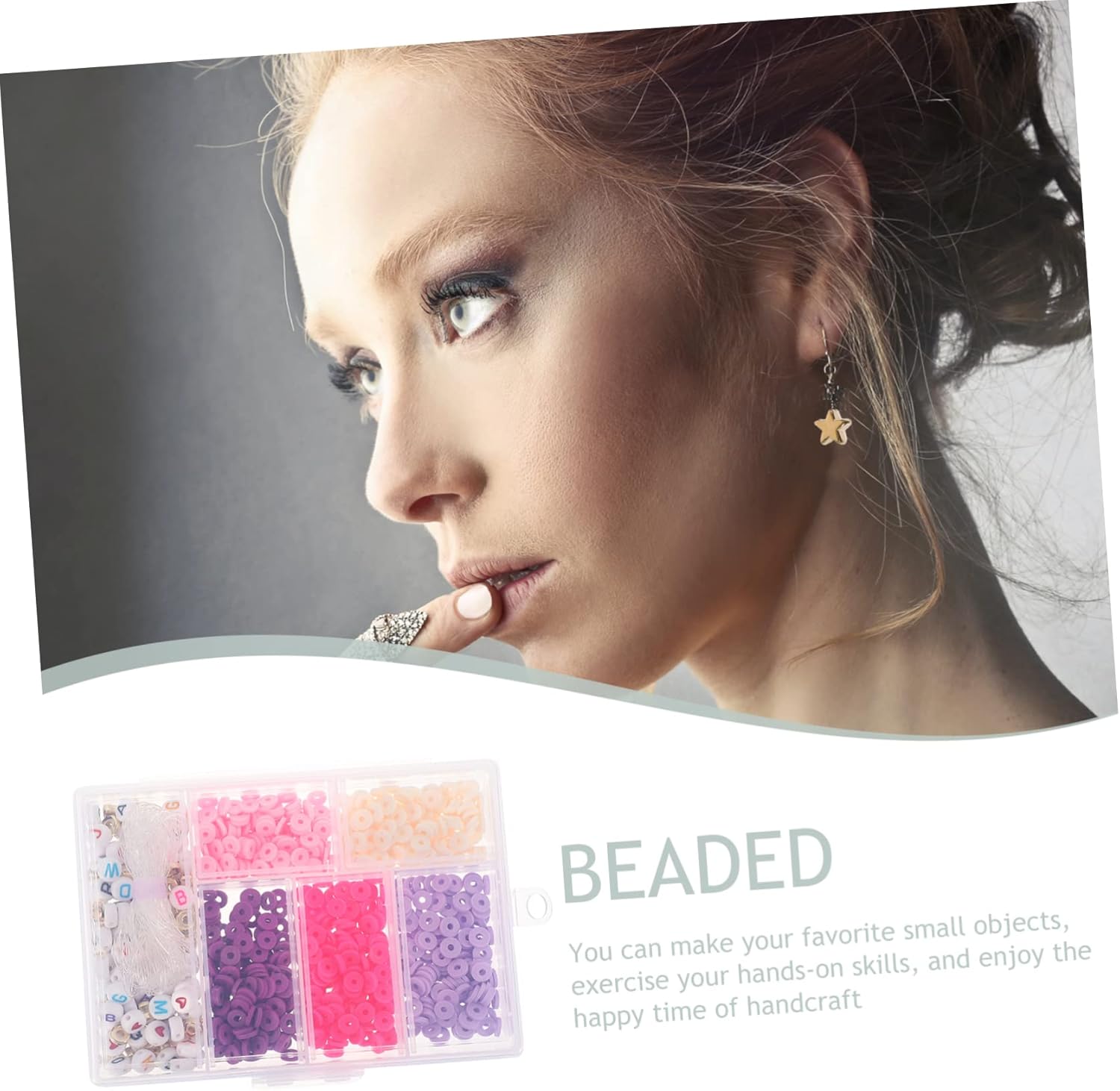 1 Box Soft Pottery Set Jewelry Beads Wreath Making Supplies Letter Beads Bracelet Kits Mini Accessories DIY Loose Beads Small Glass Beads Disc Necklace Polymer Clay (Pink 0.4X0.7X0.7CM)