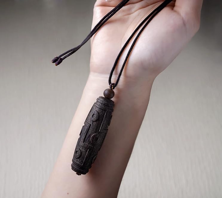 Agarwood Natural Vietnam Nha Trang Agarwood DZI Pendant Lucky Beads 60mm*20mm