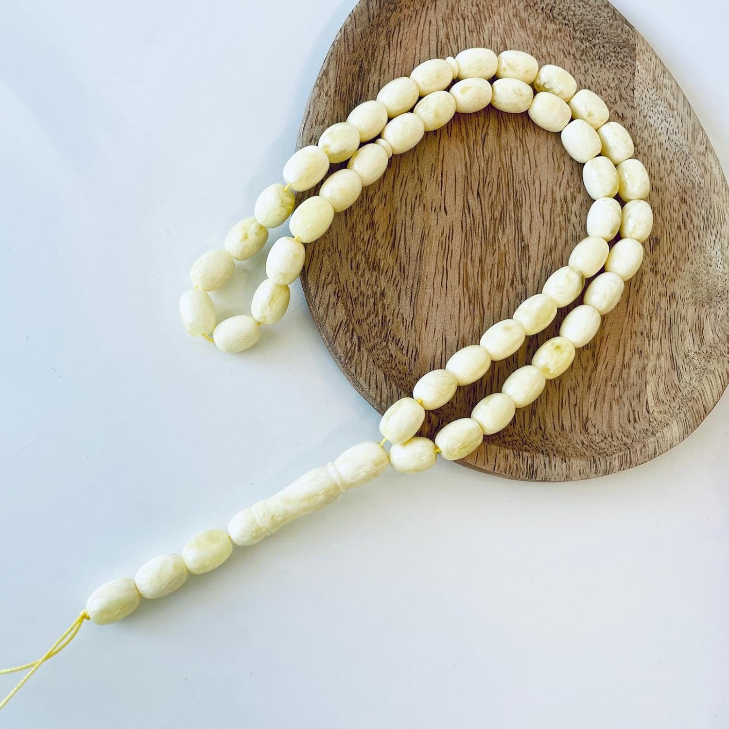 AMBERSTONE Muslim Prayer Beads Tasbih - Premium Handmade Baltic Amber Tasbeeh for Dhikr - Natural Milky Amber Islamic Rosary Misbaha Subha - 45+3 Beads / 33.6 g