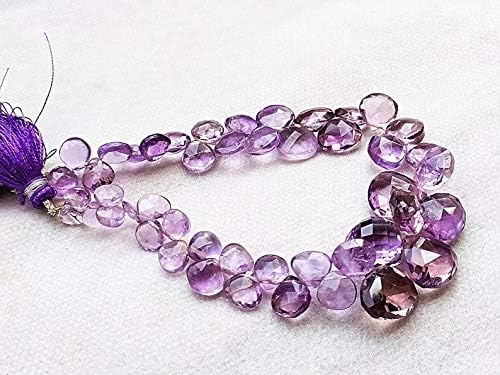 GEMZ 8 inch Strand of Natural Brazilian Amethyst Heart Shape Faceted Cut Purple Color briollete Beads for DIY Jewelry Making- Earring Necklace Bracelet.