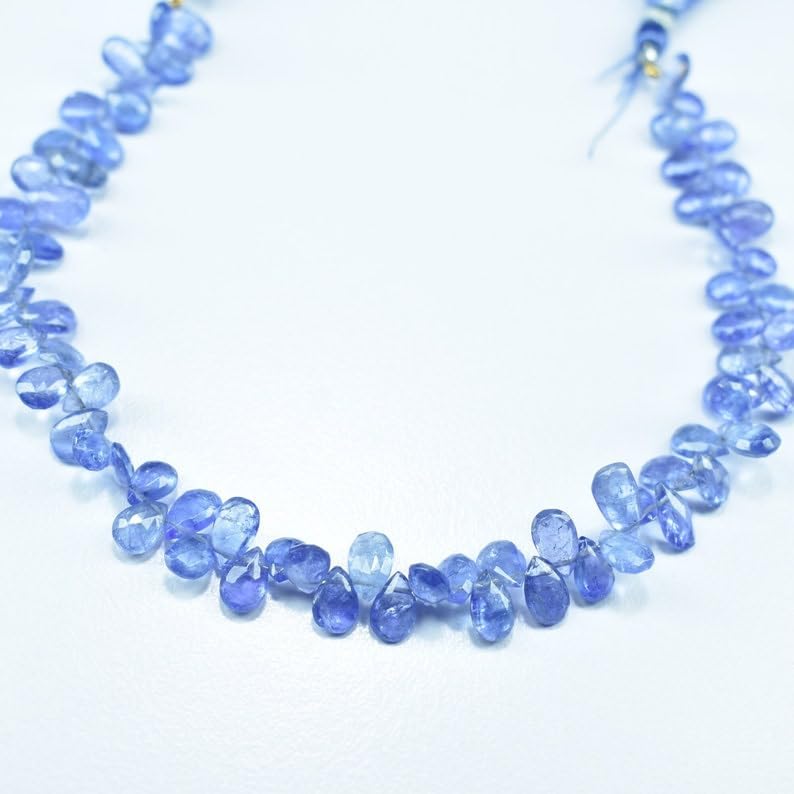 Natural Tanzanite pear Faceted Beads 4.5X6.5-5X7.5mm 8 inch Long String Jewelry Making Gemstone Beads for Necklace Bracelet