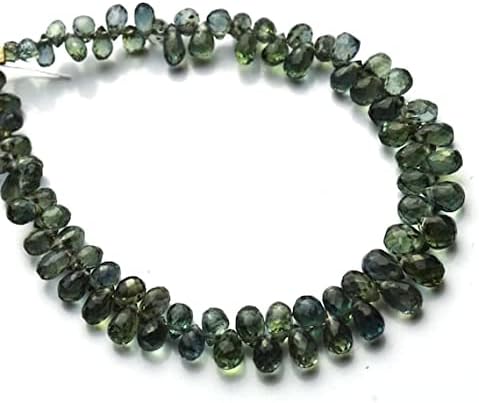 BEADS GEMSTONE 1 Strand Natural Australian Green Sapphire 2x4-3x5MM Faceted Teardrop Shape Briolettes 6 Inch Code-HIGH-5326