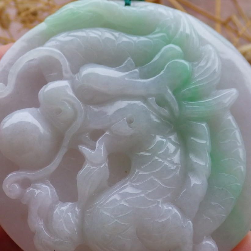 Certified Green Natural A Jade jadeite Pendant Dragon Bead 生意兴隆 686478 AS