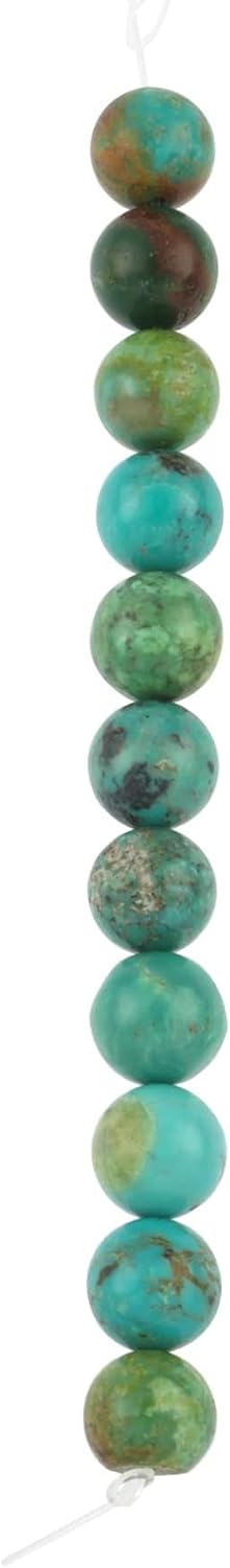 Bead Landing 7.5mm Natural Turquoise Round Beads – 132 Total Beads for DIY Jewelry Crafting, 12 Pack