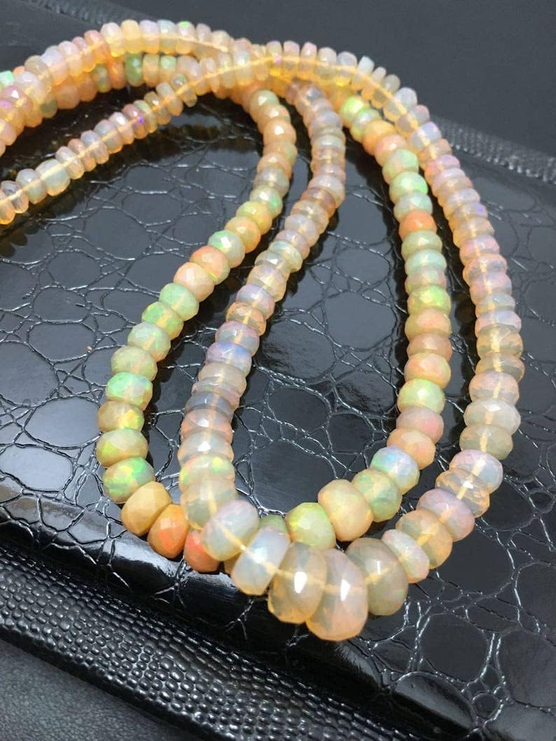 13 inch Strand of Natural gem Ethiopian Opal, 4-8 mm Rondelle Faceted Beads for DIY Jewelry Making. | Beads_03723, as per photo
