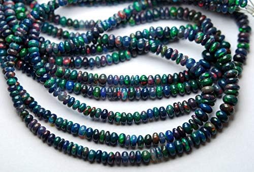 18 inch Strand Natural Blue Ethiopian Opal 4-6.5 mm rondelle Smooth Beads - Sale - 48 carats,18 inch Long, AAA Quality,Blue Ethiopian Opal Smooth rondelles,4-6.5mm Size