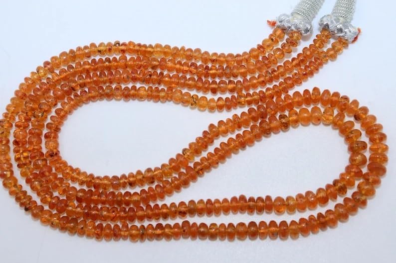 AAA+ Spessartite Garnet Faceted Rondelle Beads, 4-6 mm Garnet Beads Orange Garnet Beads Spessartite Jewelry Making Gemstone for Making Jwelery