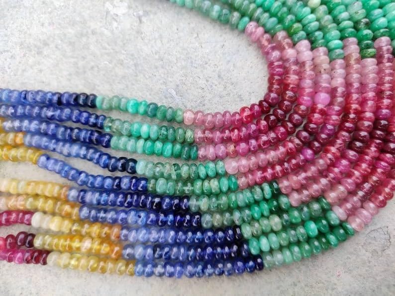 Natural Multi Precious roundelle Smooth Beads 5-5.5 mm 16 inch Long String Jewelry Making Gemstone Beads for Necklace Bracelet