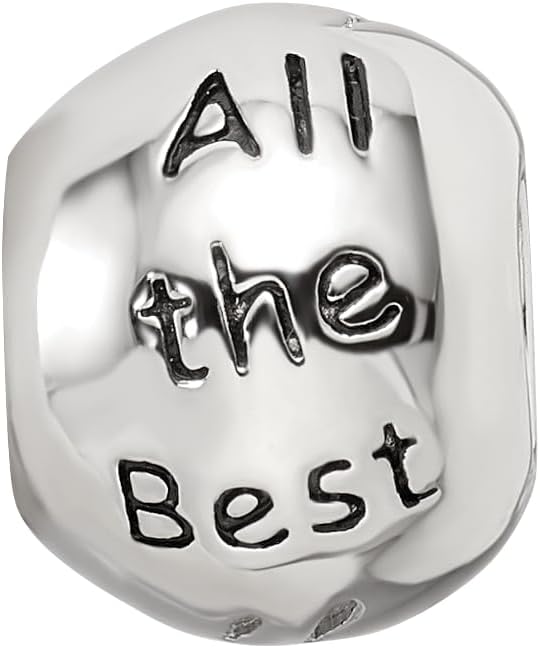 Sonia Jewels Solid 925 Sterling Silver Heart Reflections Enamel & Crystal All The Best Bead (10mm x 10.9mm)