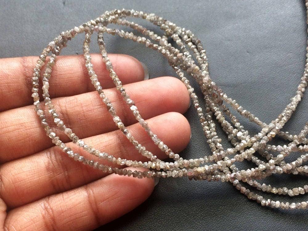 2-2.5mm Light Brown Uncut Rondelle Diamond Beads, Natural Rough Diamond Rondelle, Uncut Diamond Beads for Jewelry (4IN to 16IN) - DDP205, 2 MM - 2.5 MM, 16 in