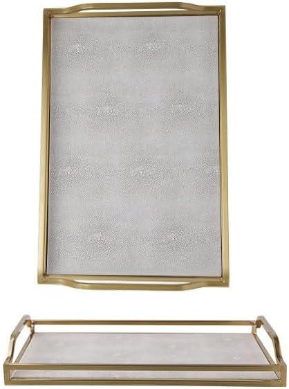 Tray Light Luxury Gold Handle Tray Household Leather Metal Tea Tray Creative Tea Set Storage Tray Dining Tray Serving Trays(A)