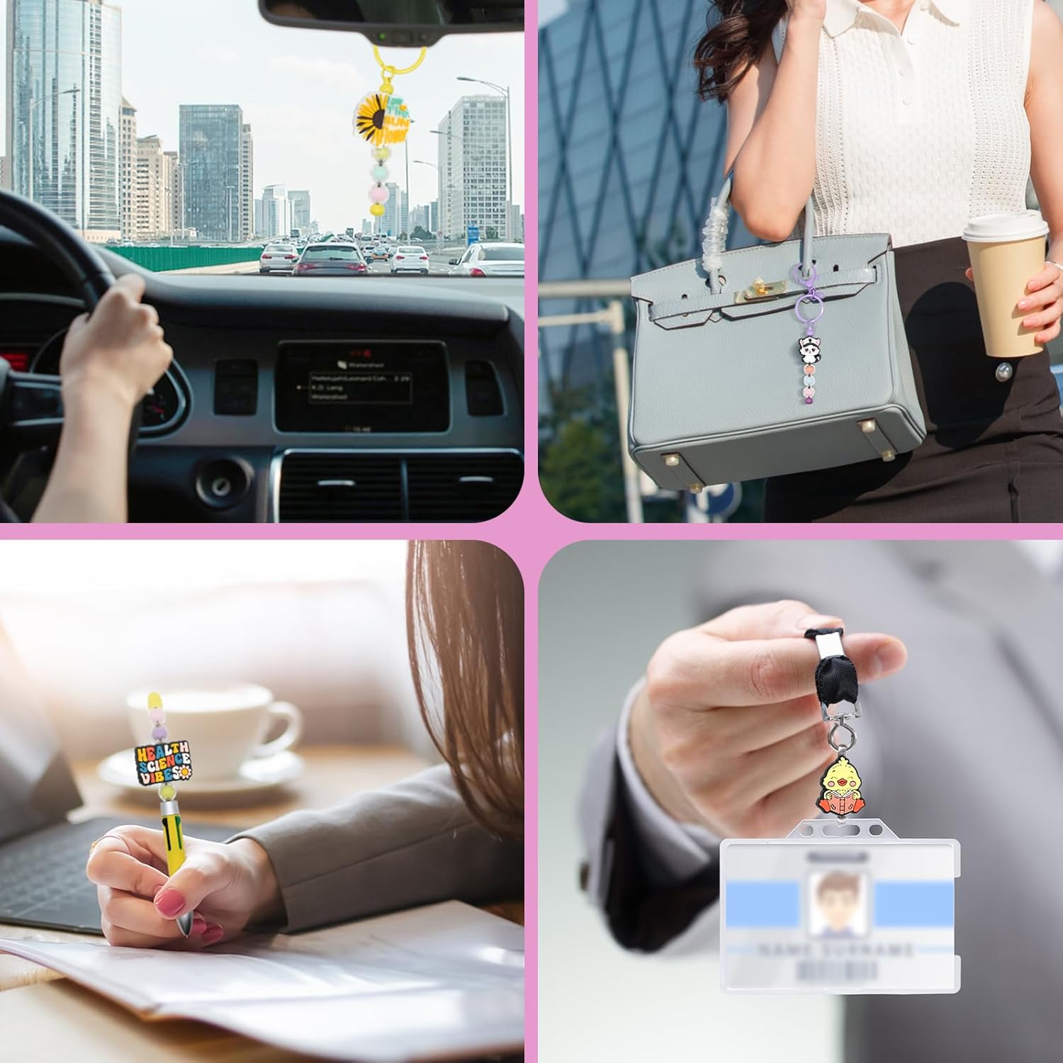 500Pcs Silicone Focal Beads Bulk, Different Random Mix Collections Teacher Character Animal Cartoon Focal Beads for Pens Keychains DIY Jewelry Making