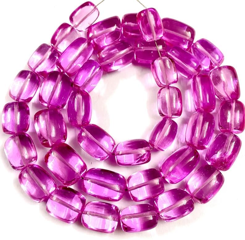 Natural Pink Sapphire Nuggets Smooth Beads 8-10 MM 20 inch Long String Jewelry Making Gemstone Beads for Necklace Bracelet