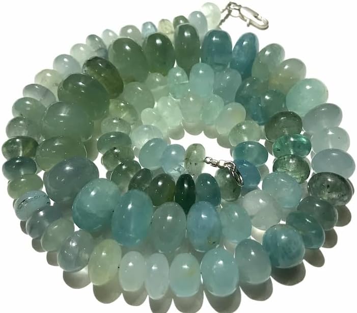 Natural Aquamarine rondelle Smooth Beads 16x9-9x10mm 26 inch Long String Jewelry Making Gemstone Beads for Necklace Bracelet