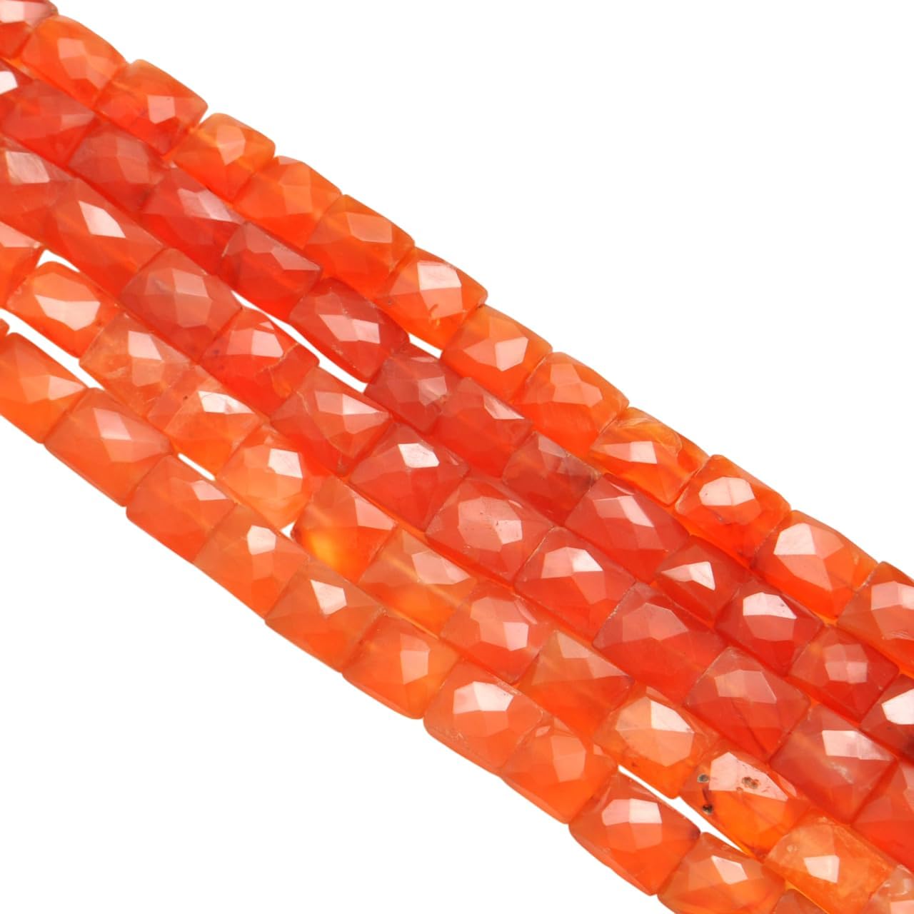 Kanika Creations Natural Carnelian Faceted Rectangle Beads 8 x 10 mm to 9 x 12 mm – 35 Pcs 16.5
