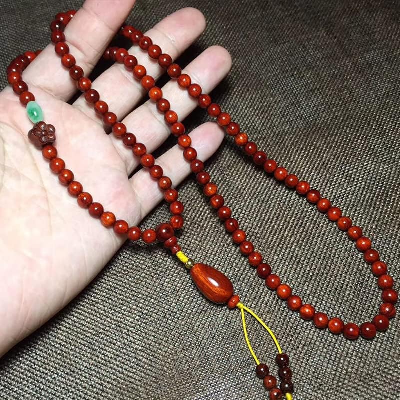 Mascot Wooden Crafts Wood Carving Art Wood Decoration Artwork 小叶紫檀0.6 * 108颗带星 搭配水滴挂坠内搭梅 珠子圆润饱满(小叶紫檀水滴花朵款8MM)