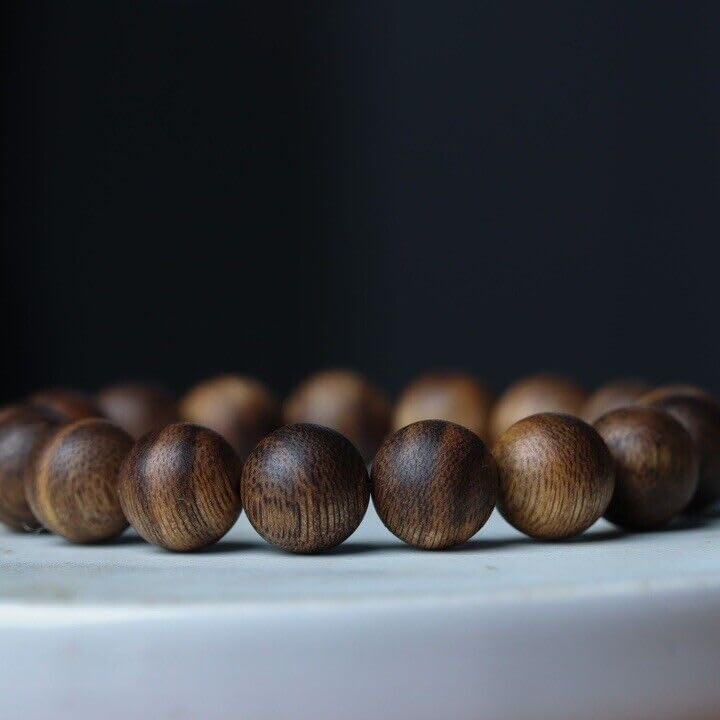 Agarwood 12mm Natural agarwood White Chess Sinking Flower Bead Strand Buddha Bead Rosary
