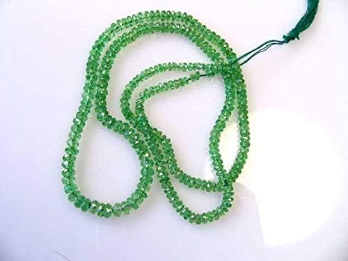 Tsavorite Garnet Faceted Roundel Bead Strand for Jewelry Making