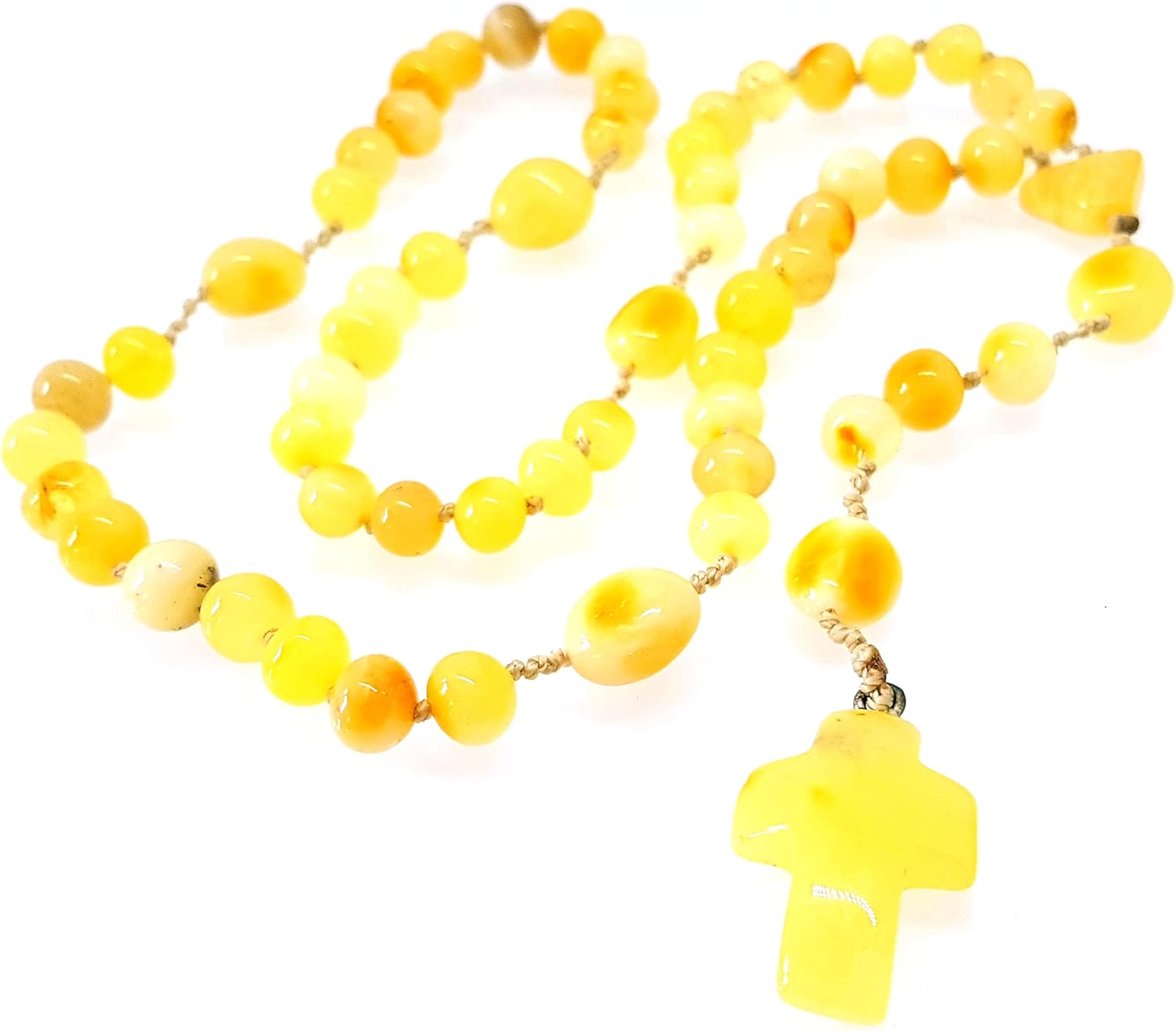 Natural Baltic Amber Rosary Meditation & Prayer Beads/Baroque Beads (Butterscotch)