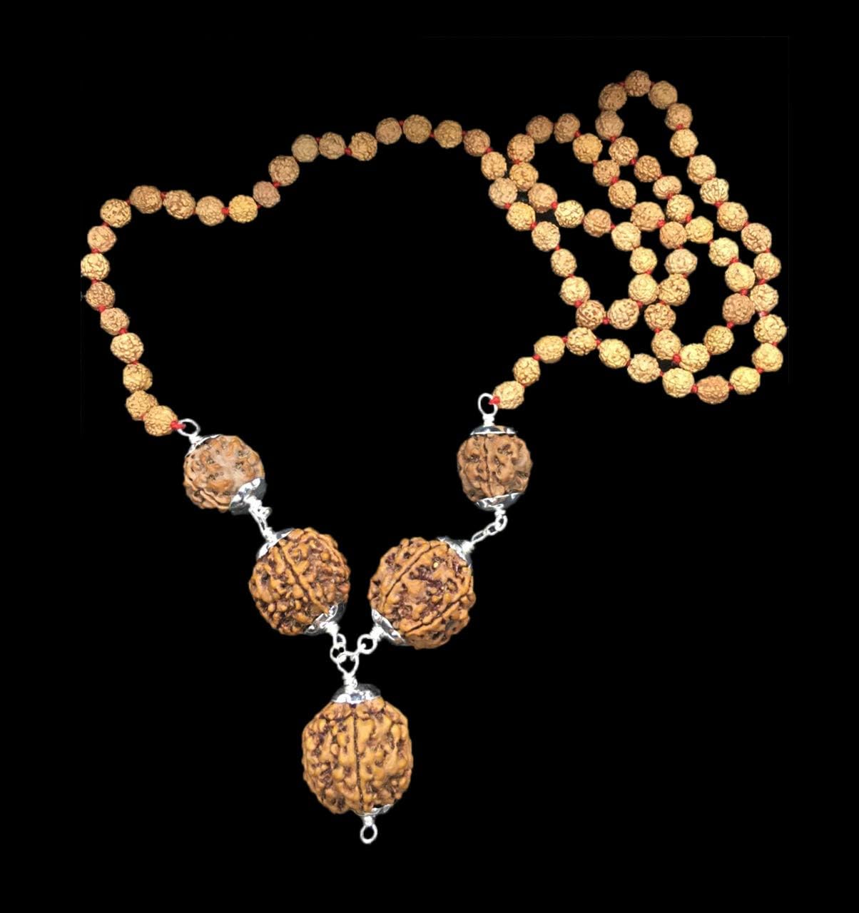 Rudraksha Combination for Health Power 3,3,5,5,5 Mukhi Nepal in Rudraksha Mala IGL Lab Certified Original Genuine Beads (Small)