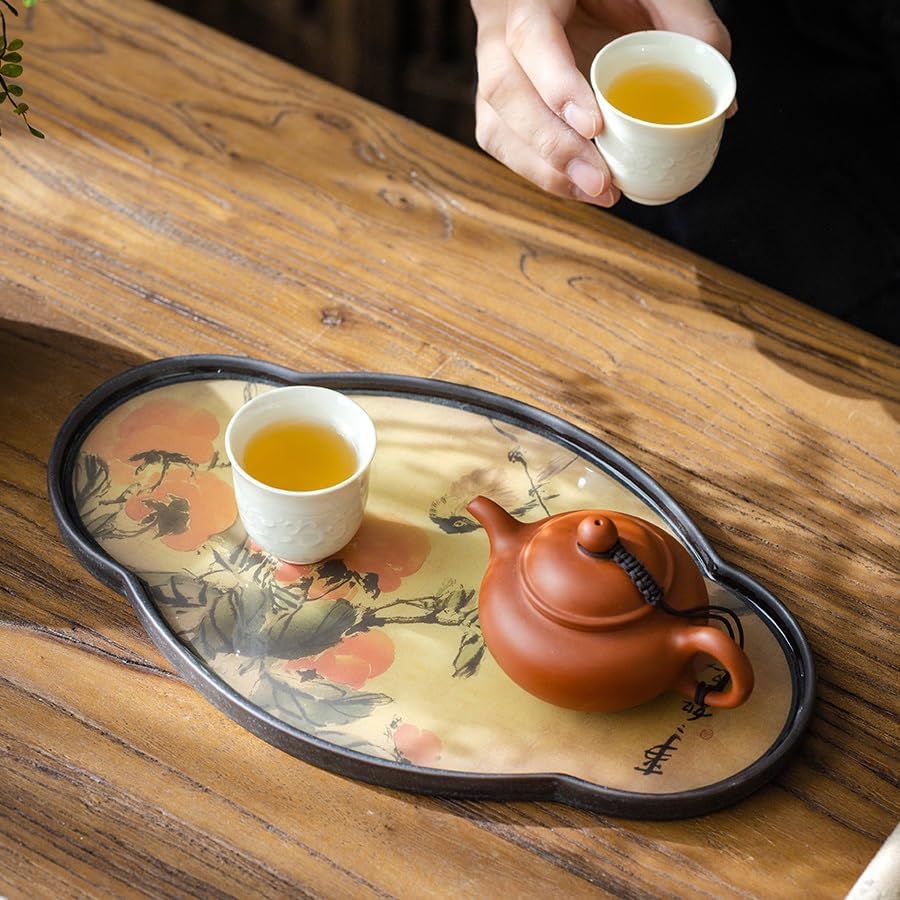 Foodtray Ruyi Ceramic Small Tea Tray Dry Pot Holder Ceremony Accessories Home Chinese Dining Serving(C)