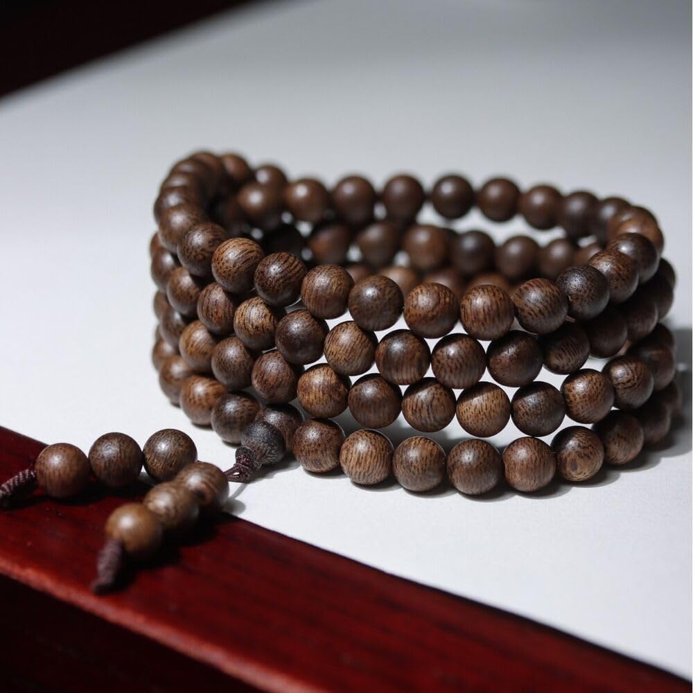 Agarwood Brunei Black Chess Agarwood Skewer 8mm*108pcs Submerged Grade Buddha Bead Rosary
