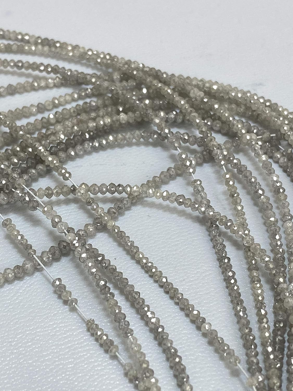 AAA+ Natural Grey Diamond Faceted Beads,High Polished Rondelle Shape Diamond Gemstone Beads,Jewelry Making Damind Beads,Size 1.80-3mm