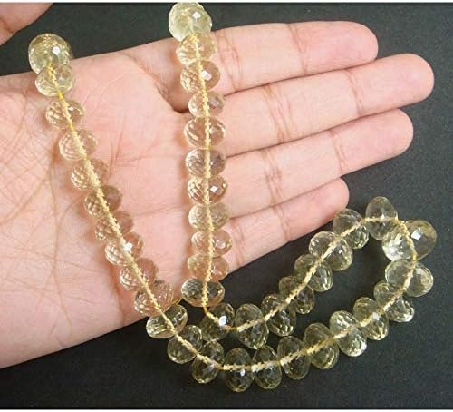 13 inch natural beads strand of 9mm faceted rondelle citrine gemstone beads for DIY jewelry - necklace, bracelet, earring, ring.