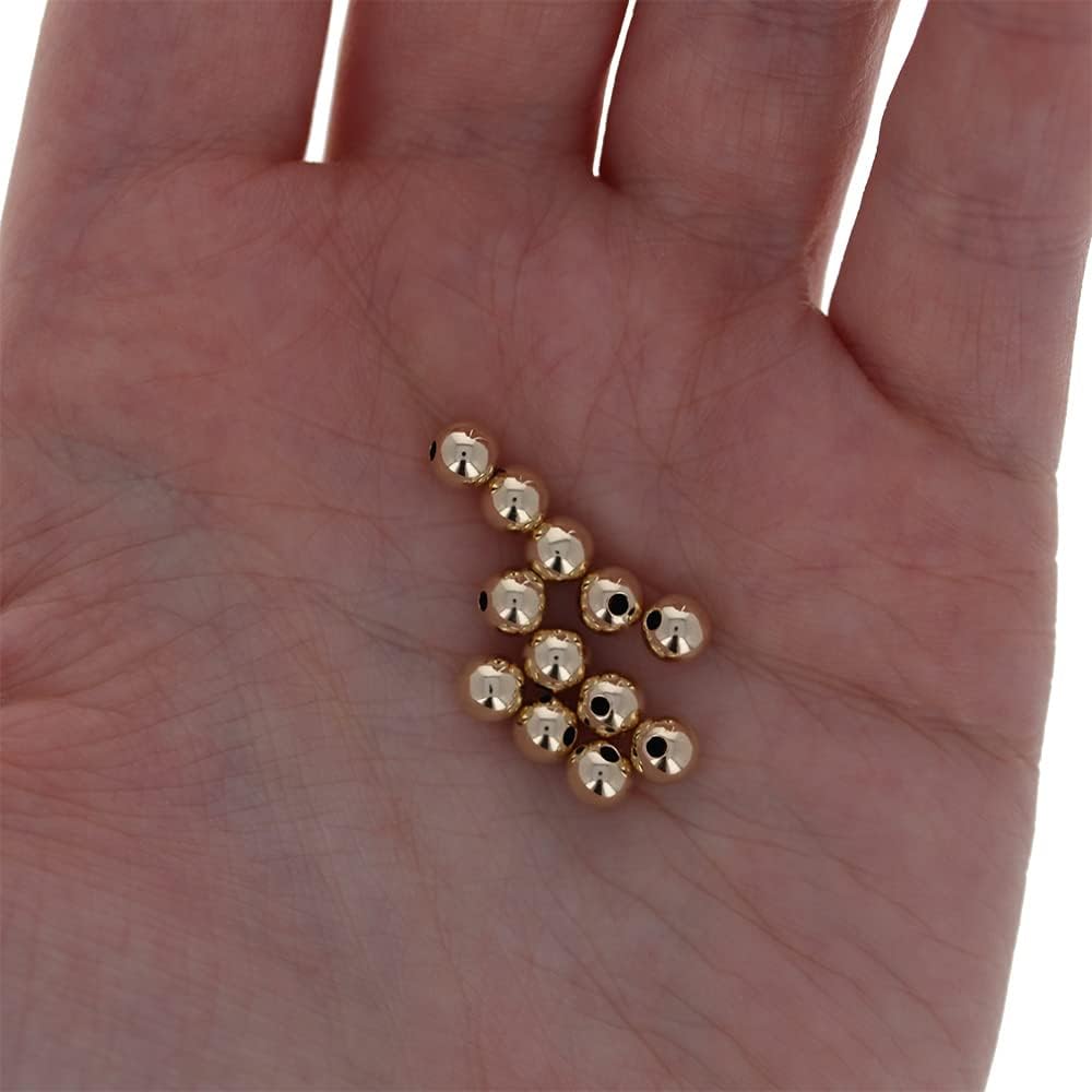 5mm Gold Filled Round Beads, 100 PCS, Seamless Gold Beads, 14k