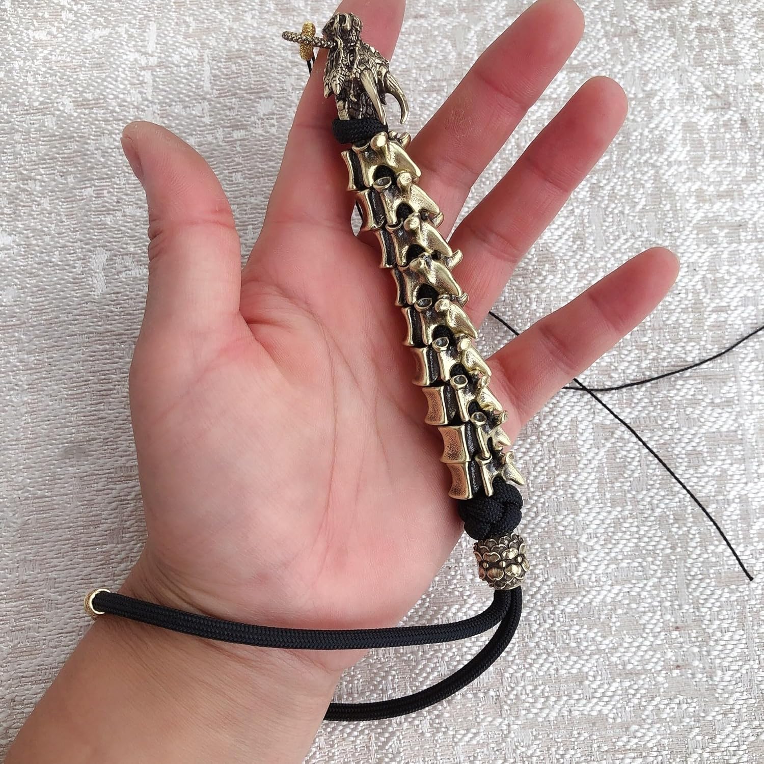 Brass 9 Joints Dragon Head Braided Rope EDC Bead DIY keychain Paracord Keychain Bead,Lanyard Bead,Brass Charms